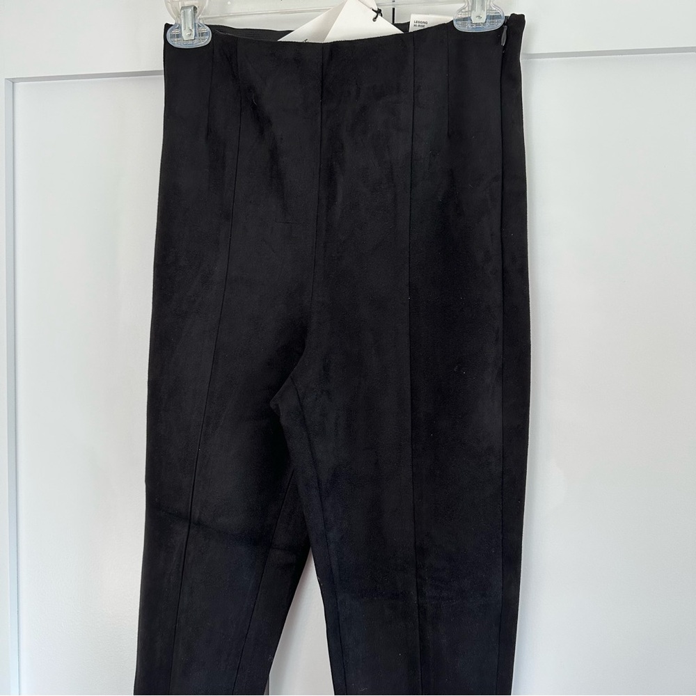 NWT! Zara Black Hi-Rise Suede Legging Trousers - Picture 3 of 10
